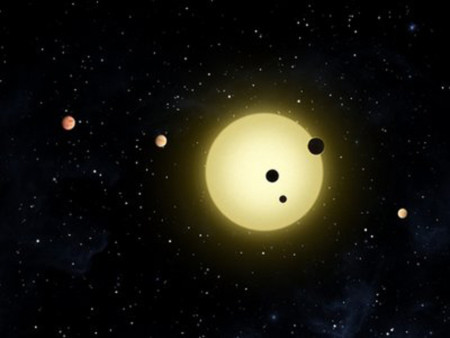 Hình minh họa 6 hành tinh xoay quanh một ngôi sao trong dải Ngân Hà