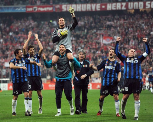 Lòng quả cảm của Inter được đền đáp xứng đáng khi họ thắng ngược Bayern để vào tứ kết. Ảnh: AFP.