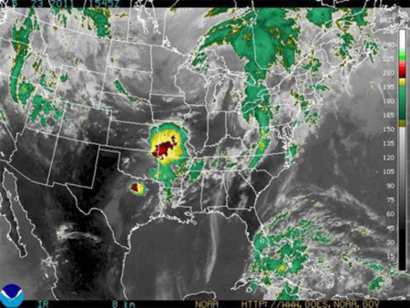 Khu vực chịu lốc xoáy ở Mỹ. Đồ họa: AFP.