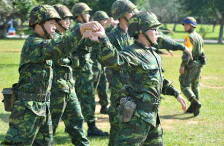 Binh lính tập luyện trên đảo Đài Loan. Ảnh: asiaone.com.