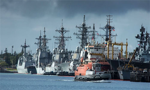 Dàn tàu chiến hiện đại tham gia cuộc tập trận RIMPAC-2012 do Mỹ đứng đầu. Ảnh: defense.com
