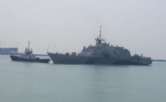 USS Freedom, tàu chiến tuần duyên đầu tiên của Mỹ cập cảng Changi, Singapore tháng 4/2013.