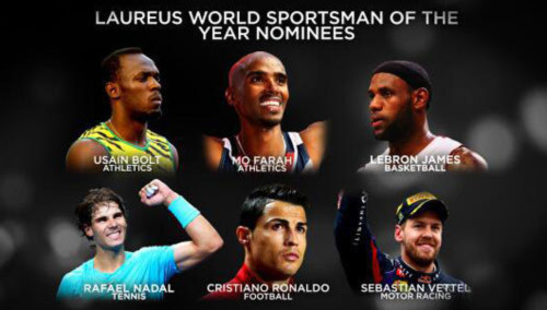 Bolt tranh giải Laureus với Ronaldo & Nadal - 1