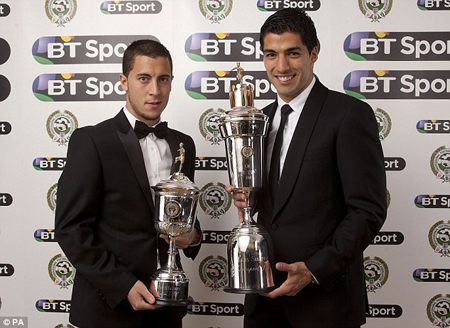 Luis Suarez và Eden Hazard được vinh danh