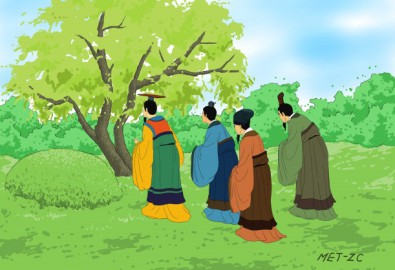 Một năm qua đi, vua và quần thần đến viếng mộ Giới Tử Thôi. Ngạc nhiên thay, họ phát hiện ra rằng cây liễu lớn ngày nào nay đầy sức sống và mọc nhiều cành mới với lá xanh mơn mởn. Nó như thể là chính Giới Tử Thôi đang chào đón họ và khích lệ nhà vua giữ vững sự anh minh và sáng suốt của mình… (Bút họa: Zhiching Chen/Đại Kỷ Nguyên)