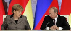 Thủ tướng Đức Angela Merkel và Tổng thống Nga Vladimir Putin trong cuộc họp báo ở Kremlin năm 2012. Ảnh: Reuters