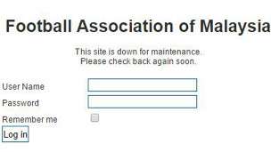 Trang web của Liên đoàn Bóng đá Malaysia ngưng hoạt động vào chiều 8/12