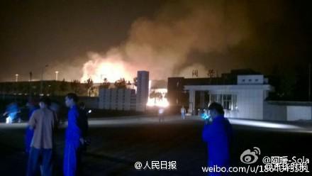 Hiện trường vụ nổ ở Sơn Đông. Ảnh: Weibo.com