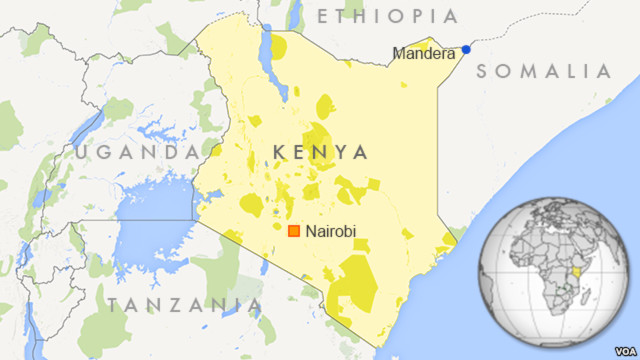 Bản đồ khu vực Mandera, Kenya.