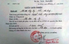 Giấy giới thiệu cử công an viên tới doanh nghiệp “xin tiền” - (Ảnh: nguoiduatin.vn)