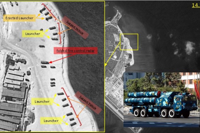Hình ảnh vệ tinh cho thấy Trung Quốc triển khai tên lửa tới đảo Phú Lâm thuộc quần đảo Hoàng Sa của Việt Nam. Ảnh danviet