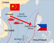Bãi cạn Scarborough luôn là điểm nóng tranh chấp giữa Philippines và Trung Quốc, dẫn đến việc Philippines kiện ra Tòa Quốc Tế. Ảnh RFA