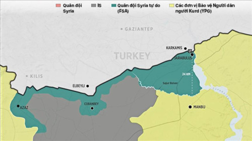 Khu vực biên giới Thổ Nhĩ Kỳ - Syria ngày 4/9. Đồ họa: Anadolu.
