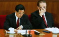 BEIJING - SEPTEMBER 03:  Chinese President, Hu Jintao, (L) and former President, Jiang Zemin, attend a meeting marking the 60th anniversary of the victory of China's Resistance War Against Japanese Aggression September 3, 2005 in Beijing, China.  (Photo by Andrew Wong/Getty Images)