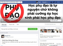 rang Facebook phản đối việc dạy thêm ở Trường THPT Cao Bá Quát Ảnh: CAO NGUYÊN