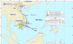 Vị trí và đường đi của áp thấp nhiệt đới. Ảnh Trung tâm Dự báo Khí tượng Thủy văn