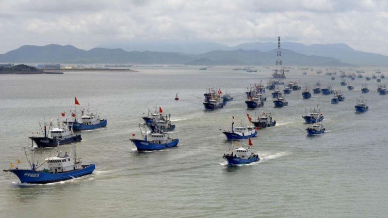 Thuyền cá Trung Quốc đi từ cảng Shenjiamen ở Chiết Giang. (Ảnh: Xinhua)