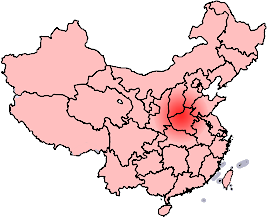 Địa danh Trong Nguồn xưa kia chính là Trung Nguyên ngày nay – (được tô màu đỏ trên bản đồ Trung Quốc). Ảnh wikipedia.org