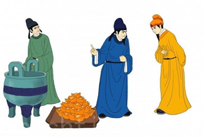 Ông Tề nhận tiền xong, đem tế bần trợ khốn, trong vài ngày tiêu sạch trăm lạng bạc. (Tranh Chí Cường - ET)