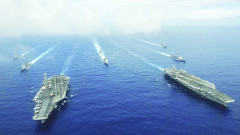 Tàu sân bay Mỹ hoạt động chung với Philippines trên biển Đông. Ảnh: baogiaothong.vn