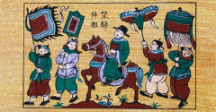 Tranh dân gian: Vinh quy bái tổ.